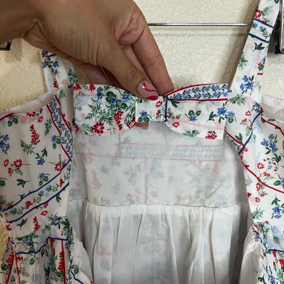 JANIE AND JACK Big Girl Dress Size 14 White Red Blue Floral Patchwork Summer NEW - Picture 4 of 8